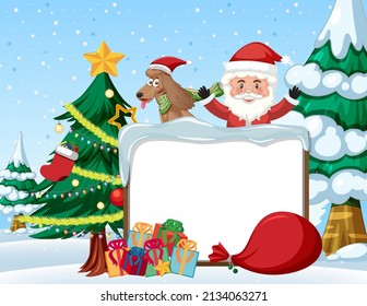 Cartel vacío en el tema de Navidad con ilustración de Santa Claus