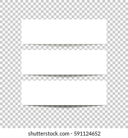 Empty banner design template for business and design with transparent vector shadows. Vector template, mock up isolated on transparent background.