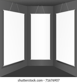 empty banner display on wall, eps10 vector illustration