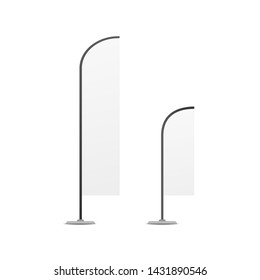 Empty banner flag isolate on white background. Banner flag mockups set
