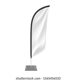 Empty banner flag mockup. Vector illustration on white background. Ready  for your design. EPS10.