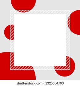 empty banner frame polka dot red colors square background, banner frame polka dot pastel red colors copy space advertising, template banner blank and polka dot red on gray frame for graphic design