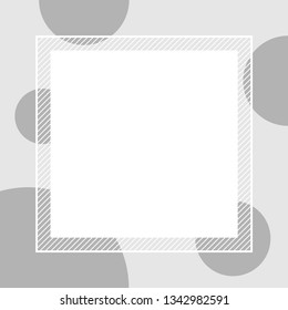 empty banner frame polka dot grey colors square background, banner frame polka dot pastel grey and copy space advertising, template banner blank and polka dot gray frame for graphic design