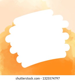 empty banner frame with watercolor texture background, hand drawn empty frame brush of water color orange, banner art mixed of multicolor, brush hand draw frame colorful watercolor for banner blank