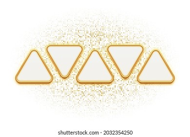 Banner vacío con marco dorado sobre fondo abstracto de patrón de medio tono. Señalización de oro con bordes redondeados. Recluta para afiche, presentación, tarjeta o publicación.