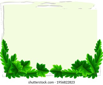 Empty banner with leaves elements on white background illustration