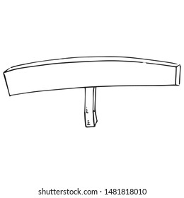 Empty banner. Long banner without text. Banner on a wooden handle. Vector illustration. Simple hand drawn icon.