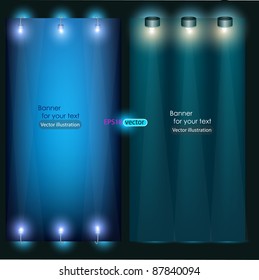 Empty banner for product advertising with lighting
