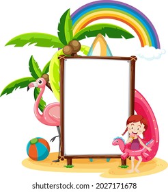 Empty banner template in beach scene isolated illustration