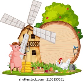Empty banner template with farm animals illustration