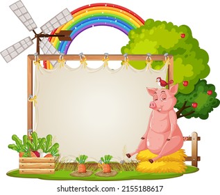 Plantilla de banner vacía con ilustración de animales de granja