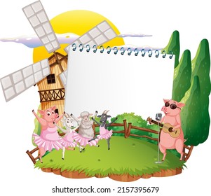Empty banner template with farm animals illustration