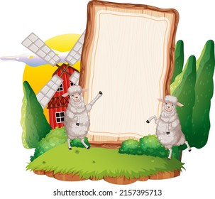 Empty banner template with farm animals illustration