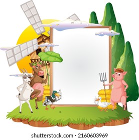 Plantilla de banner vacía con ilustración de animales de granja