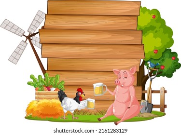 Empty banner template with farm animals illustration