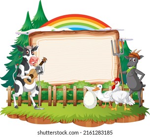 Empty banner template with farm animals illustration