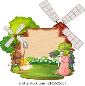 Empty banner template with farm animals illustration