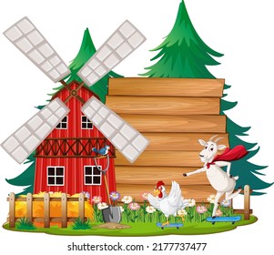 Plantilla de banner vacía con ilustración de animales de granja