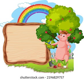 Empty banner template with farm animals illustration