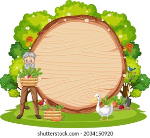 Empty banner template in the farm scene isolated on white background illustration