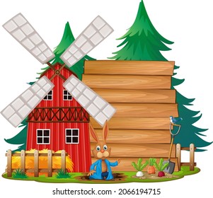 Empty banner template in the farm scene isolated on white background illustration
