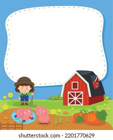 Empty banner template with garden scene illustration