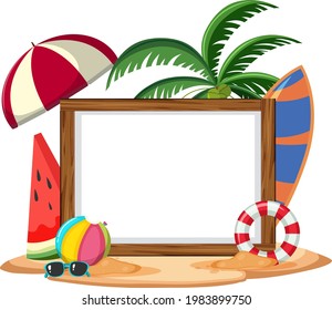 Empty banner template with summer beach element isolated illustration