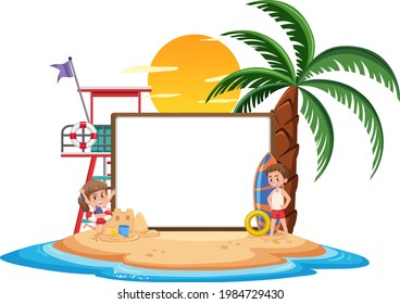 Plantilla de banner vacía con elemento de playa de verano ilustración aislada