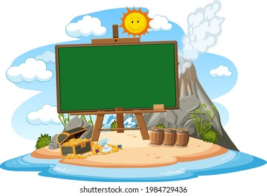Empty banner template with summer beach element isolated illustration