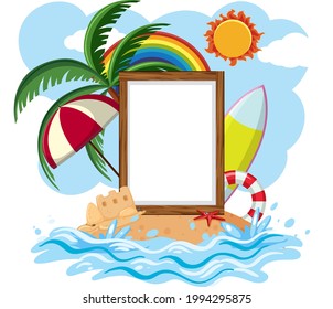 Empty banner template with summer beach element isolated illustration