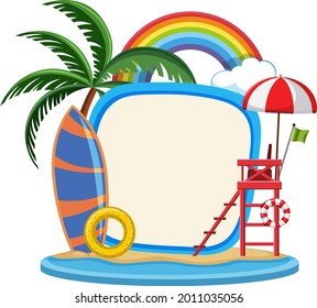 Empty banner template with summer beach element isolated illustration