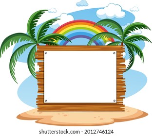 Empty banner template with summer beach element isolated illustration