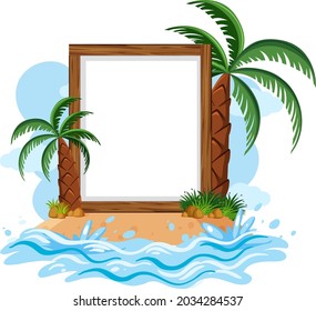 Plantilla de banner vacía con elemento de playa de verano ilustración aislada