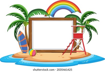 Empty banner template with summer beach element isolated illustration