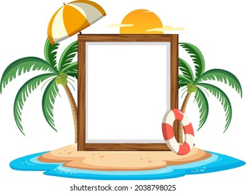 Plantilla de banner vacía con elemento de playa de verano ilustración aislada