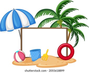 Empty banner template with summer beach element isolated illustration