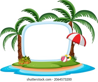 Empty banner template with summer beach element isolated illustration