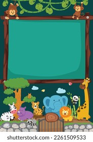 Empty banner template with zoo illustration