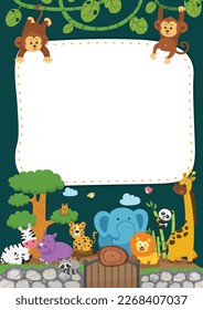 Empty banner template with zoo illustration