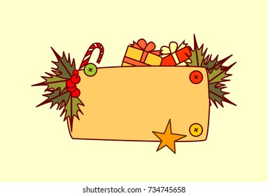 Empty Banner For Text Merry Christmas And Happy New Year Concept Winter Holidays Decoration Vector Illustration