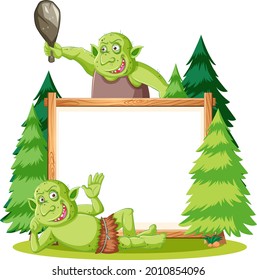 Empty banner with troll or goblin elements illustration