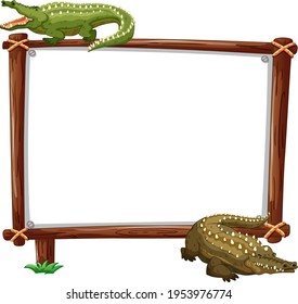 Empty banner with two crocodiles on white background illustration