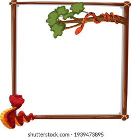 Empty banner with two snakes on white background illustration