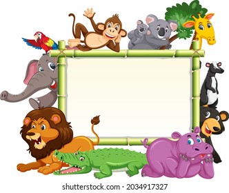 Empty banner with various wild animals illustration