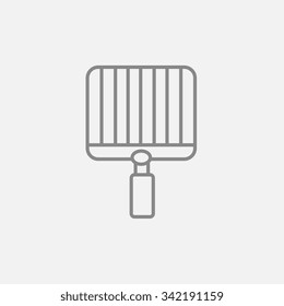 Icono vacío de la línea de rejilla de barbacoa para web, móviles e infografías. Icono vector de gris oscuro aislado en fondo gris claro.