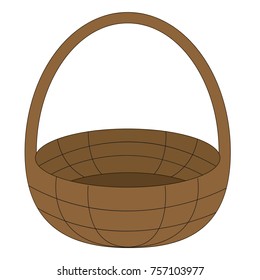 Empty Basket cartoon. Outlined illustration with thin line black stroke