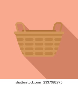 Empty basket icon flat vector. Picnic straw. Market box