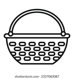 Empty basket icon outline vector. Picnic straw. Market box