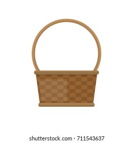 Empty baskets set isolated on white background vector illustration. Wicker baskets, picnic Easter holiday, osier container clean, symbols for your projects.