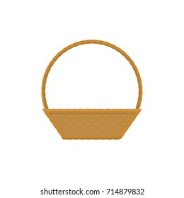 Empty baskets set isolated on white background vector illustration. Wicker baskets, picnic Easter holiday, osier container clean, symbols for your projects.